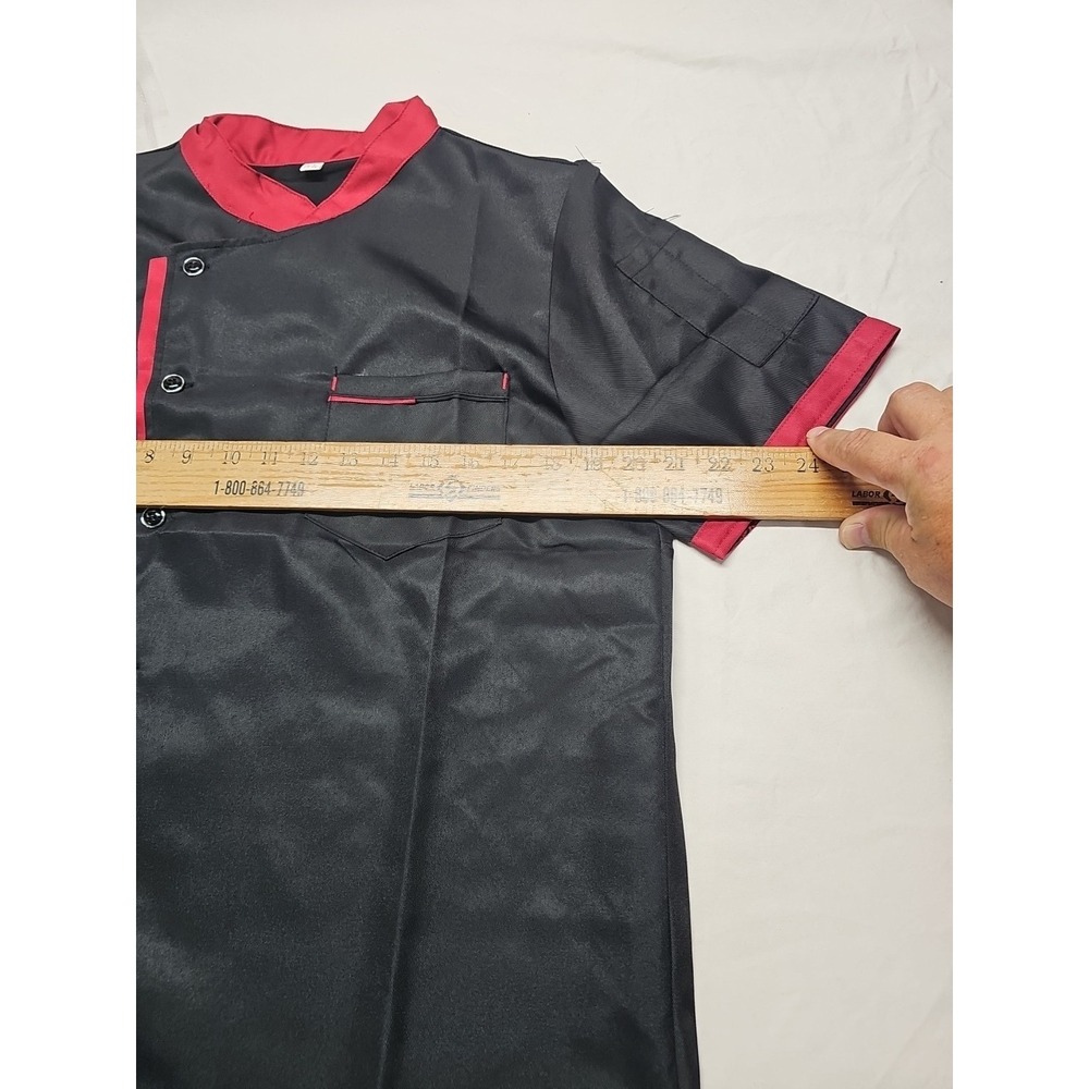 Unisex Chef Coat Cook Black Jacket Restaurant Kitchen Workwear Uniform‎ Shirt L - Picture 11 of 16